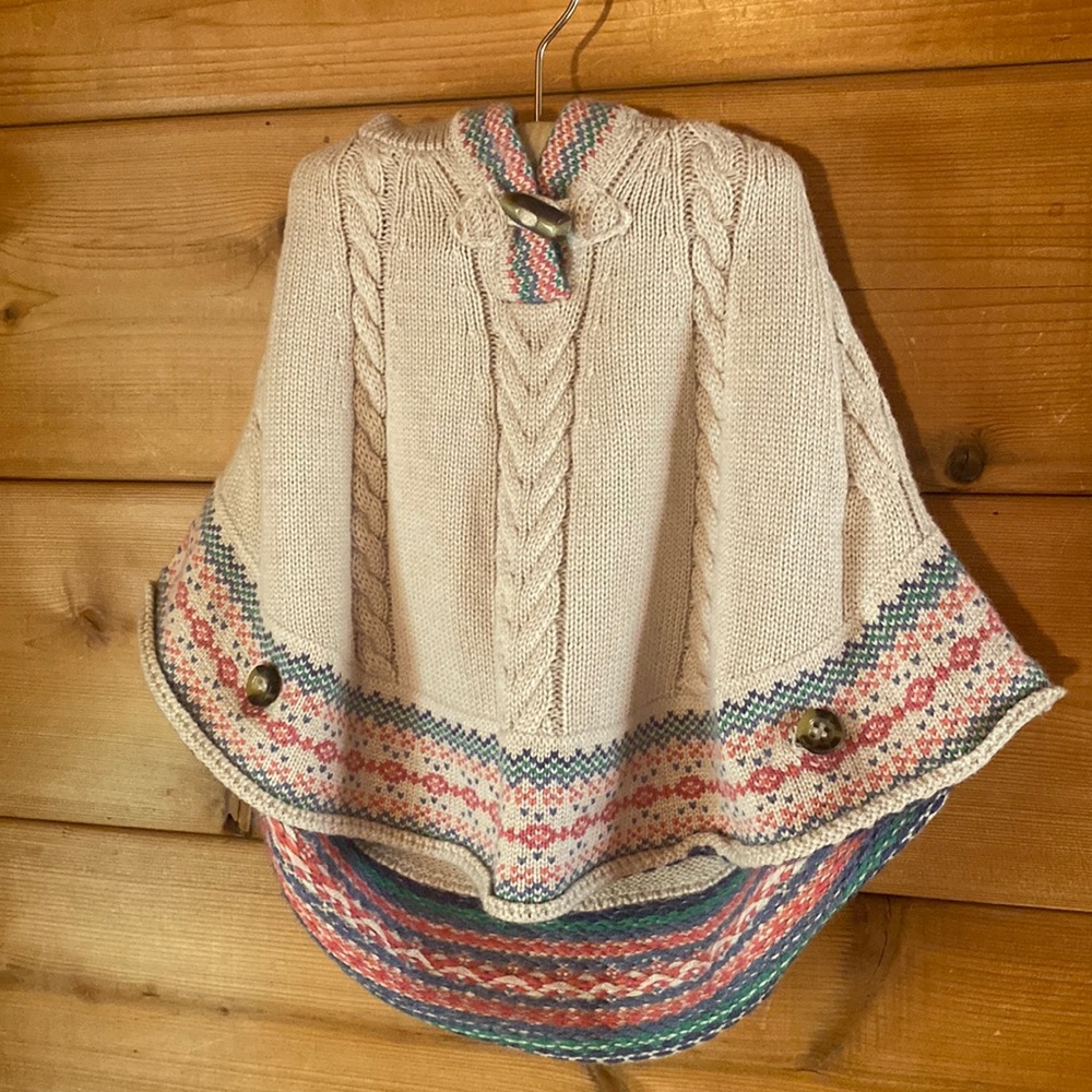 Mayoral Baby Girls Hooded Fair Isle Poncho Sweater Warm & Soft for Winter